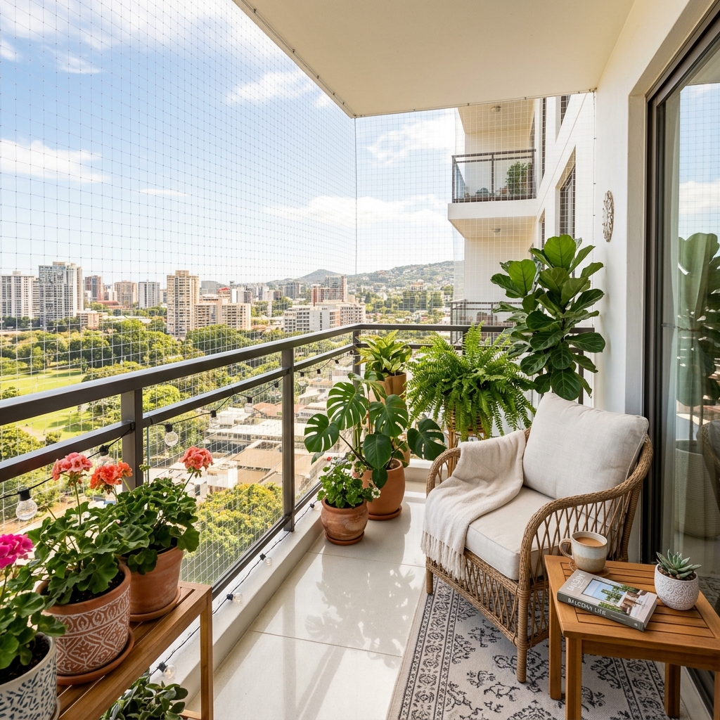 Clean Safe Protected Balcony with Invisible Grill