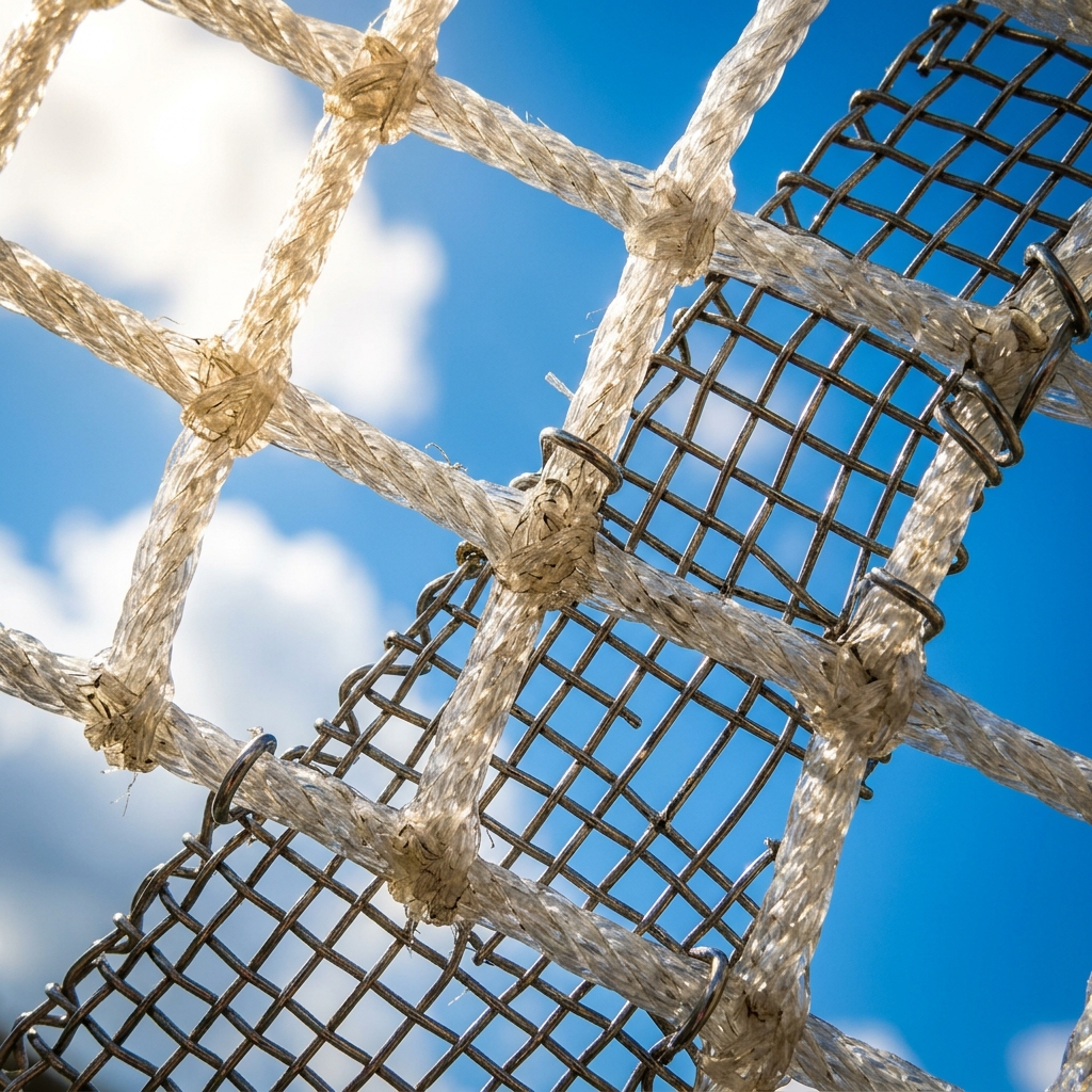 Close-up transparent nylon safety mesh